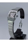24mm • 2009 Cartier Santos Galbee Ref.1565 Cal.157 White Roman Dial Quartz Watch Full Set